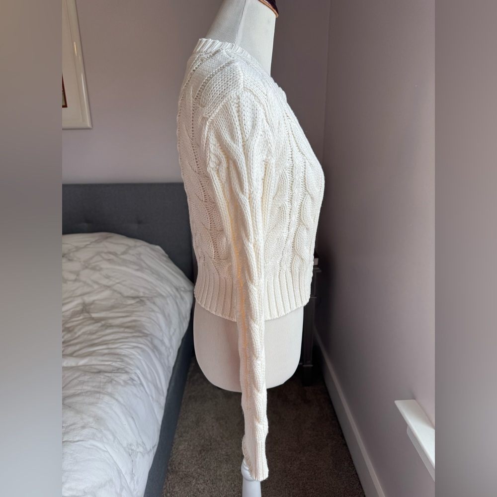 Abercrombie & Fitch Cream Cable Knit Cardigan - Picture 4 of 5